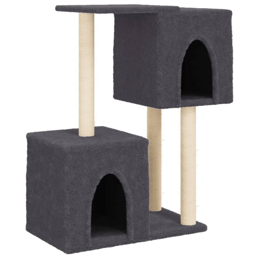 Glamorous Pups : vidaXL Cat Tree Dark grey Engineered wood, plush, sisal 33.9 in Modern