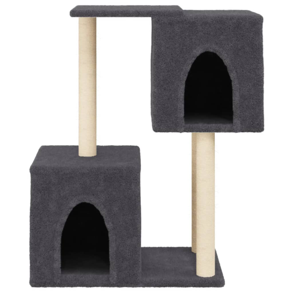 Glamorous Pups : vidaXL Cat Tree Dark grey Engineered wood, plush, sisal 33.9 in Modern
