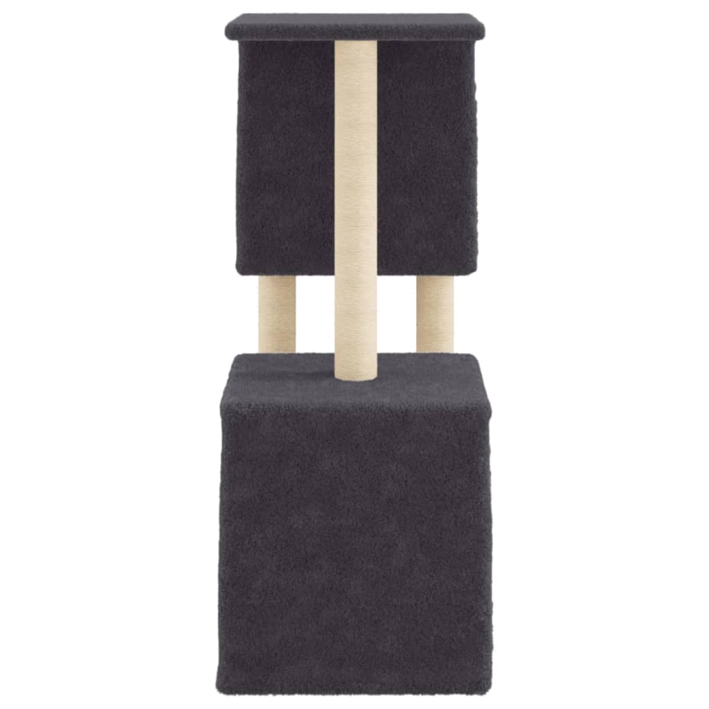 Glamorous Pups : vidaXL Cat Tree Dark grey Engineered wood, plush, sisal 33.9 in Modern