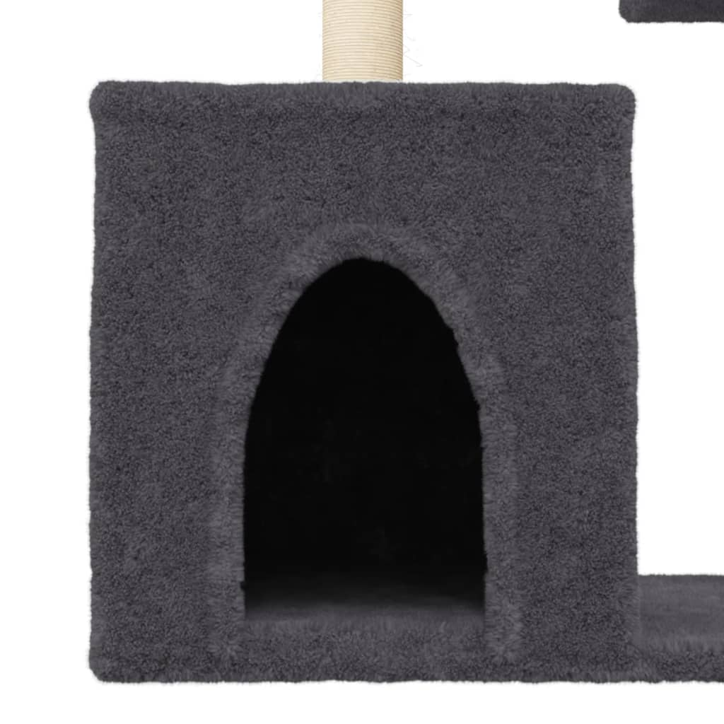 Glamorous Pups : vidaXL Cat Tree Dark grey Engineered wood, plush, sisal 33.9 in Modern
