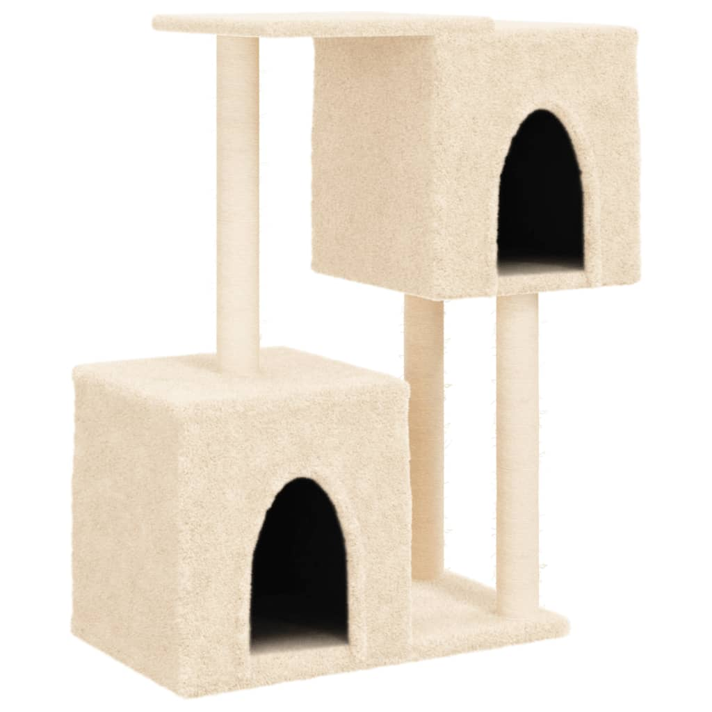 Glamorous Pups : vidaXL Cat Tree Cream Engineered wood, Plush, Sisal Durable Cat Tree