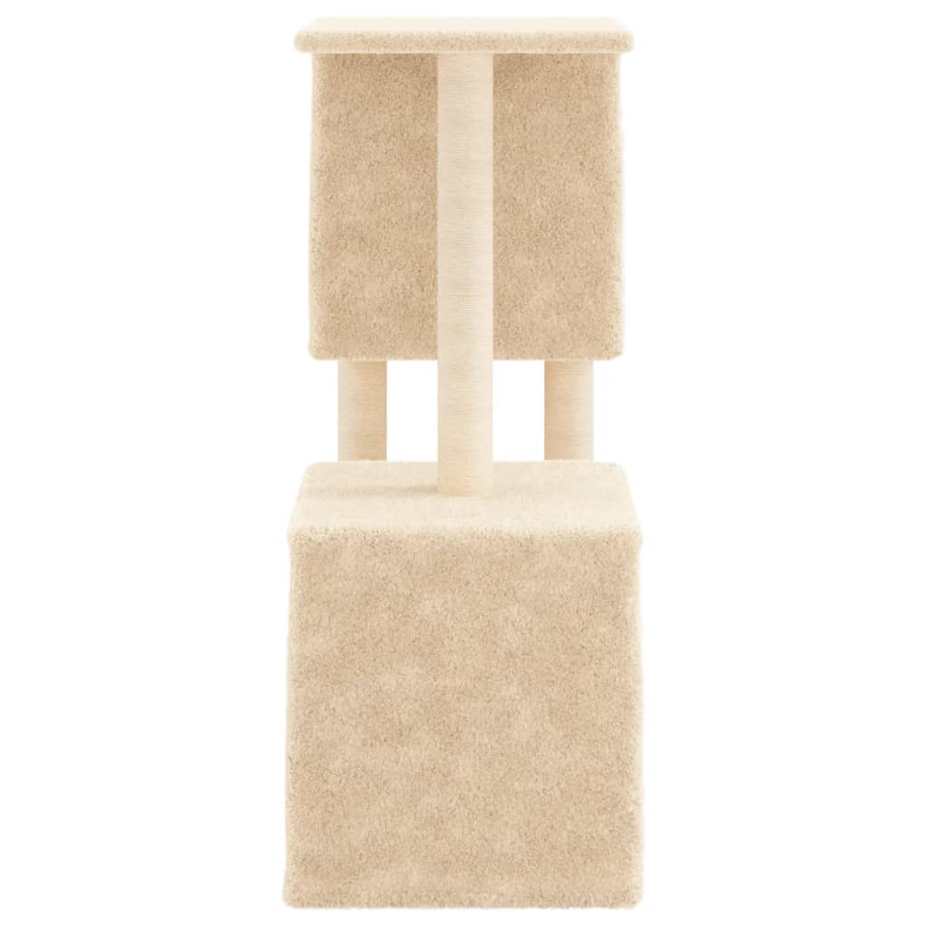 Glamorous Pups : vidaXL Cat Tree Cream Engineered wood, Plush, Sisal Durable Cat Tree