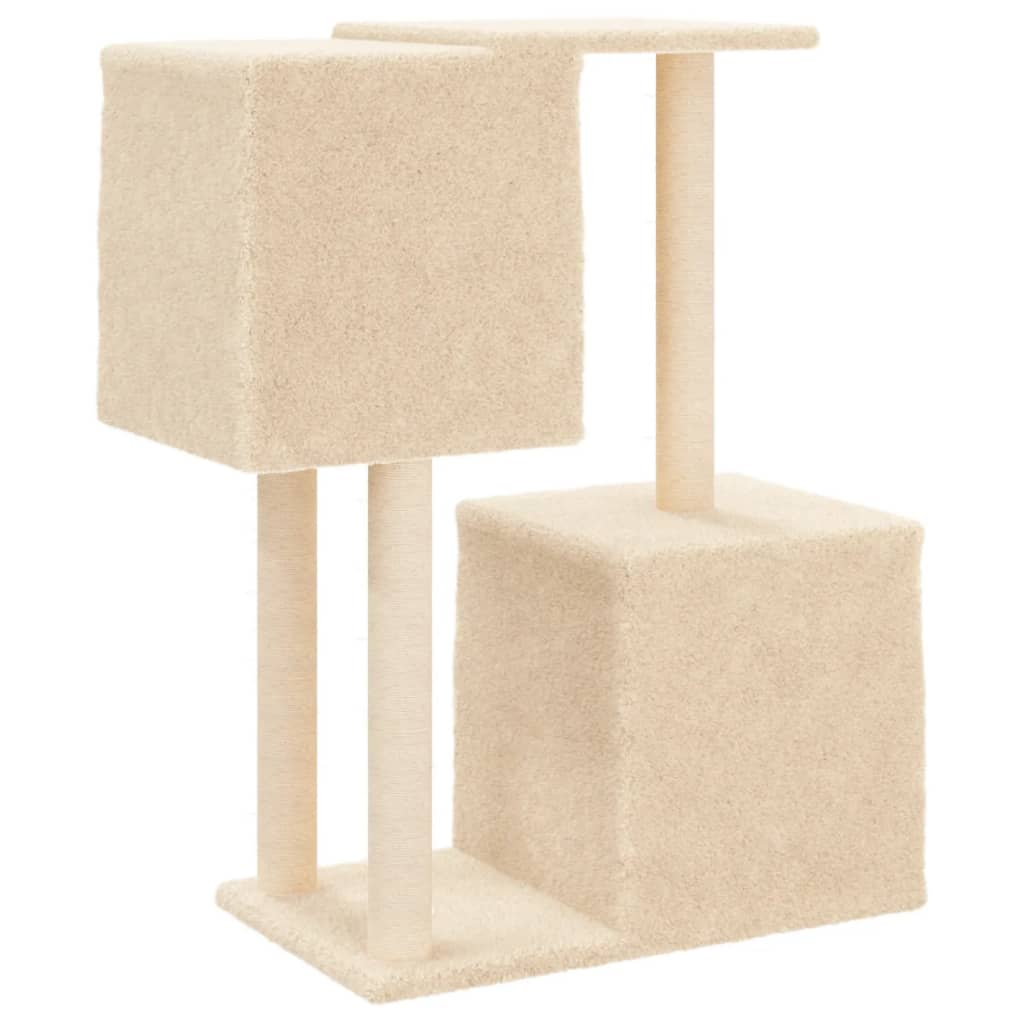 Glamorous Pups : vidaXL Cat Tree Cream Engineered wood, Plush, Sisal Durable Cat Tree