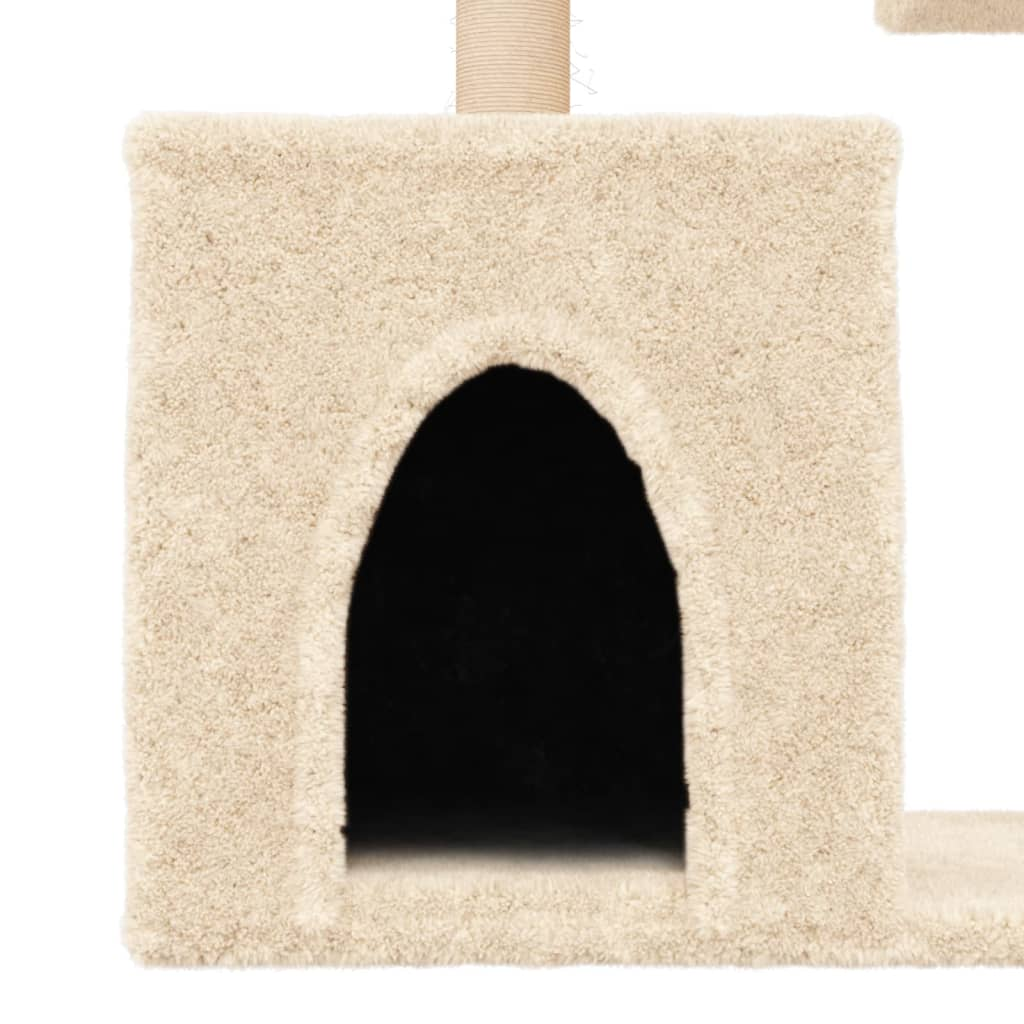 Glamorous Pups : vidaXL Cat Tree Cream Engineered wood, Plush, Sisal Durable Cat Tree