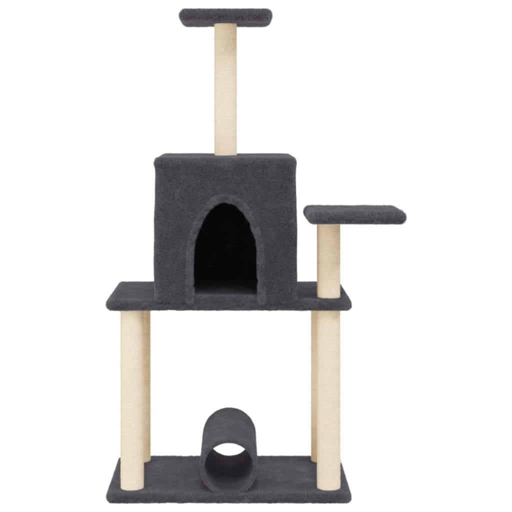 Glamorous Pups : vidaXL Cat Tree Dark Grey Engineered wood, plush, sisal 48.0 in Durable