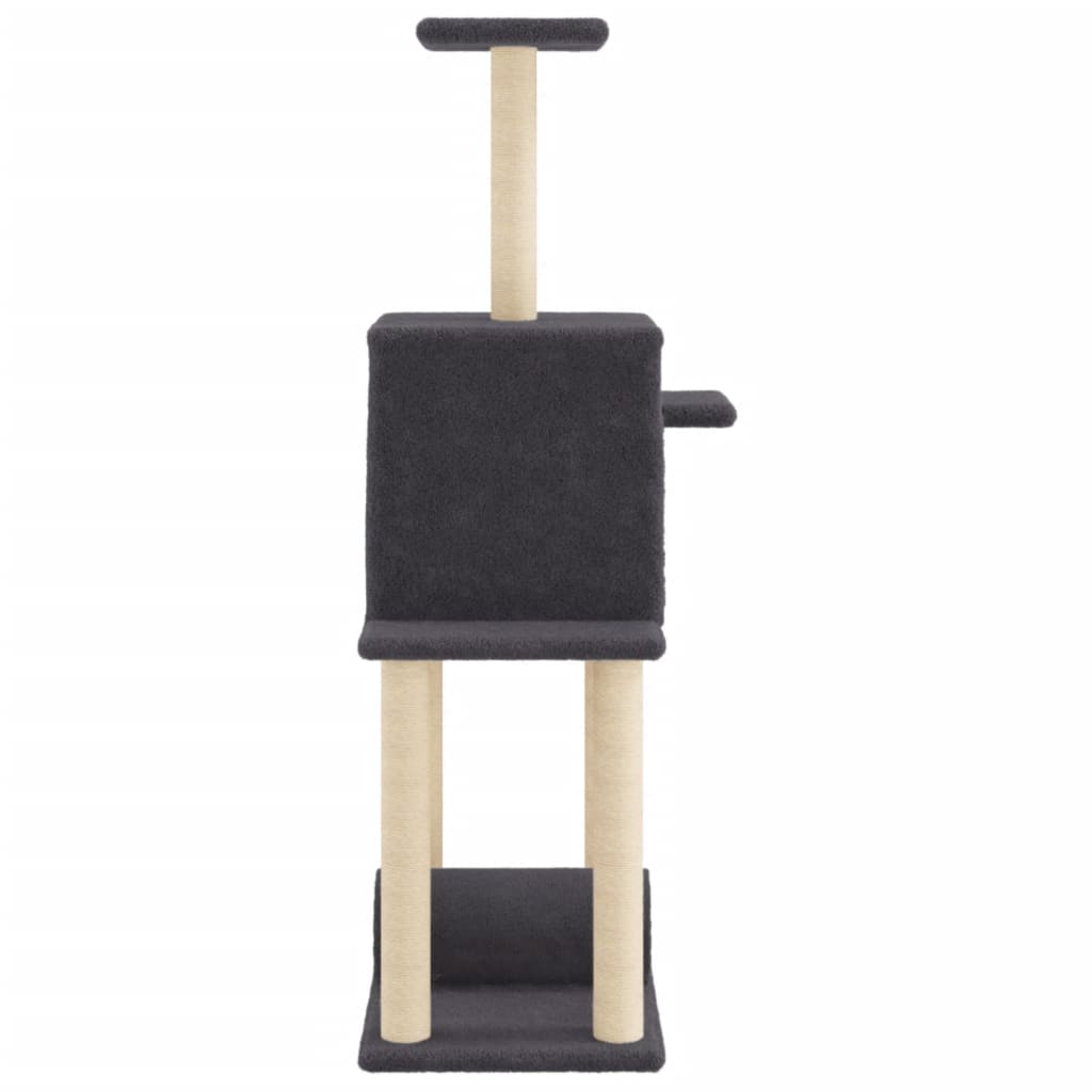Glamorous Pups : vidaXL Cat Tree Dark Grey Engineered wood, plush, sisal 48.0 in Durable