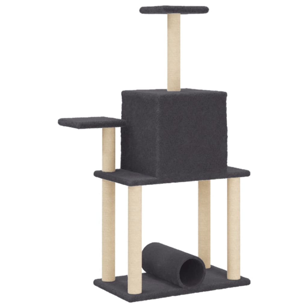 Glamorous Pups : vidaXL Cat Tree Dark Grey Engineered wood, plush, sisal 48.0 in Durable