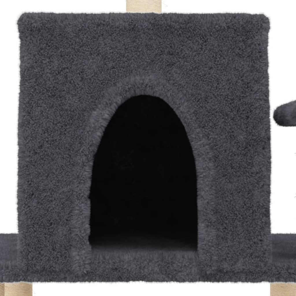 Glamorous Pups : vidaXL Cat Tree Dark Grey Engineered wood, plush, sisal 48.0 in Durable