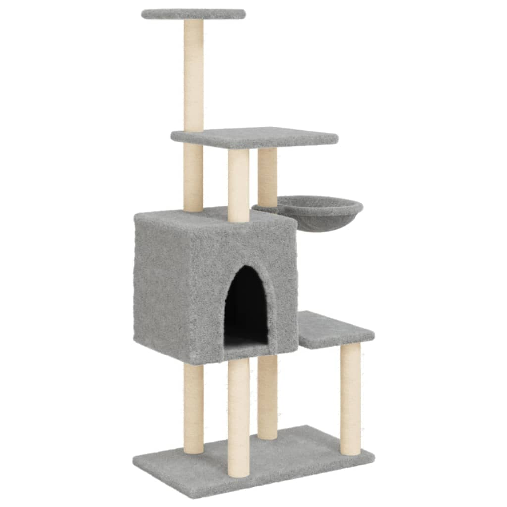 Glamorous Pups : vidaXL Cat Tree Light Gray Engineered wood, plush, sisal Large Durable