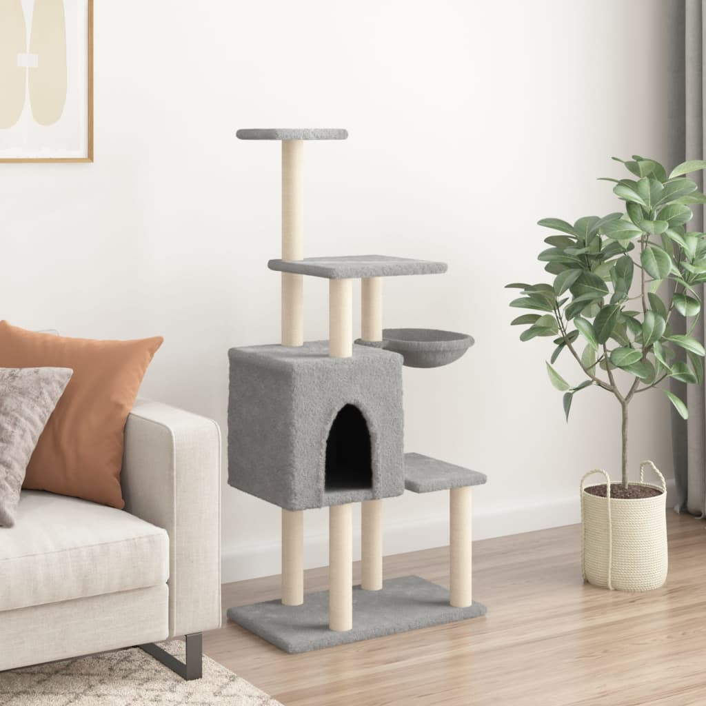 Glamorous Pups : vidaXL Cat Tree Light Gray Engineered wood, plush, sisal Large Durable
