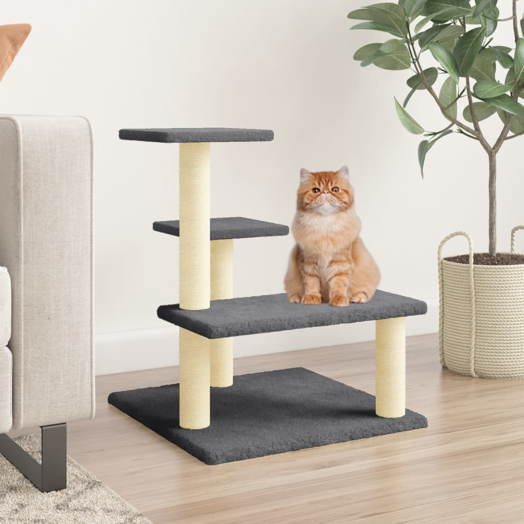 Glamorous Pups : vidaXL Cat Tree Dark Grey Engineered wood, Plush, Sisal Medium Cat Tree