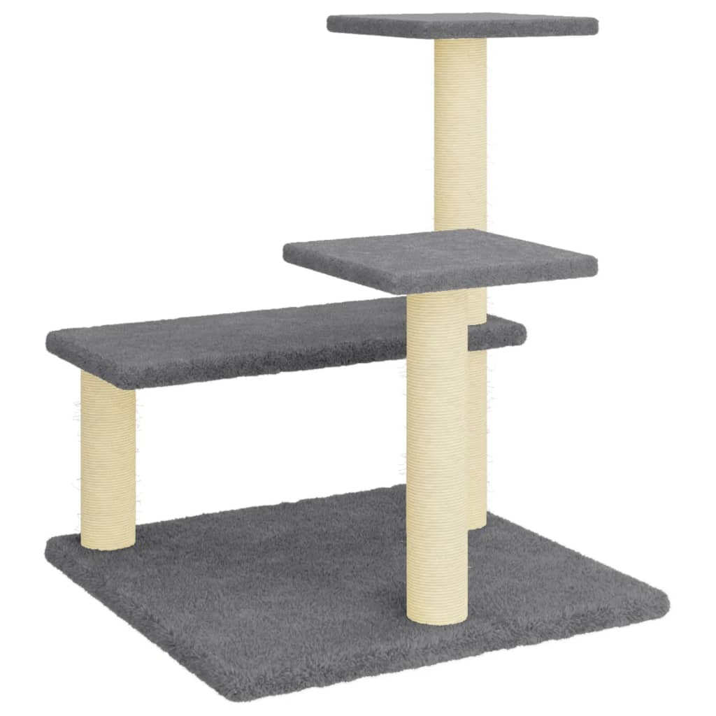 Glamorous Pups : vidaXL Cat Tree Dark Grey Engineered wood, Plush, Sisal Medium Cat Tree