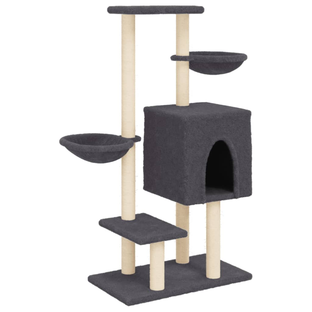 Glamorous Pups : vidaXL Cat Tree Dark grey Engineered wood, plush, sisal Medium Durable