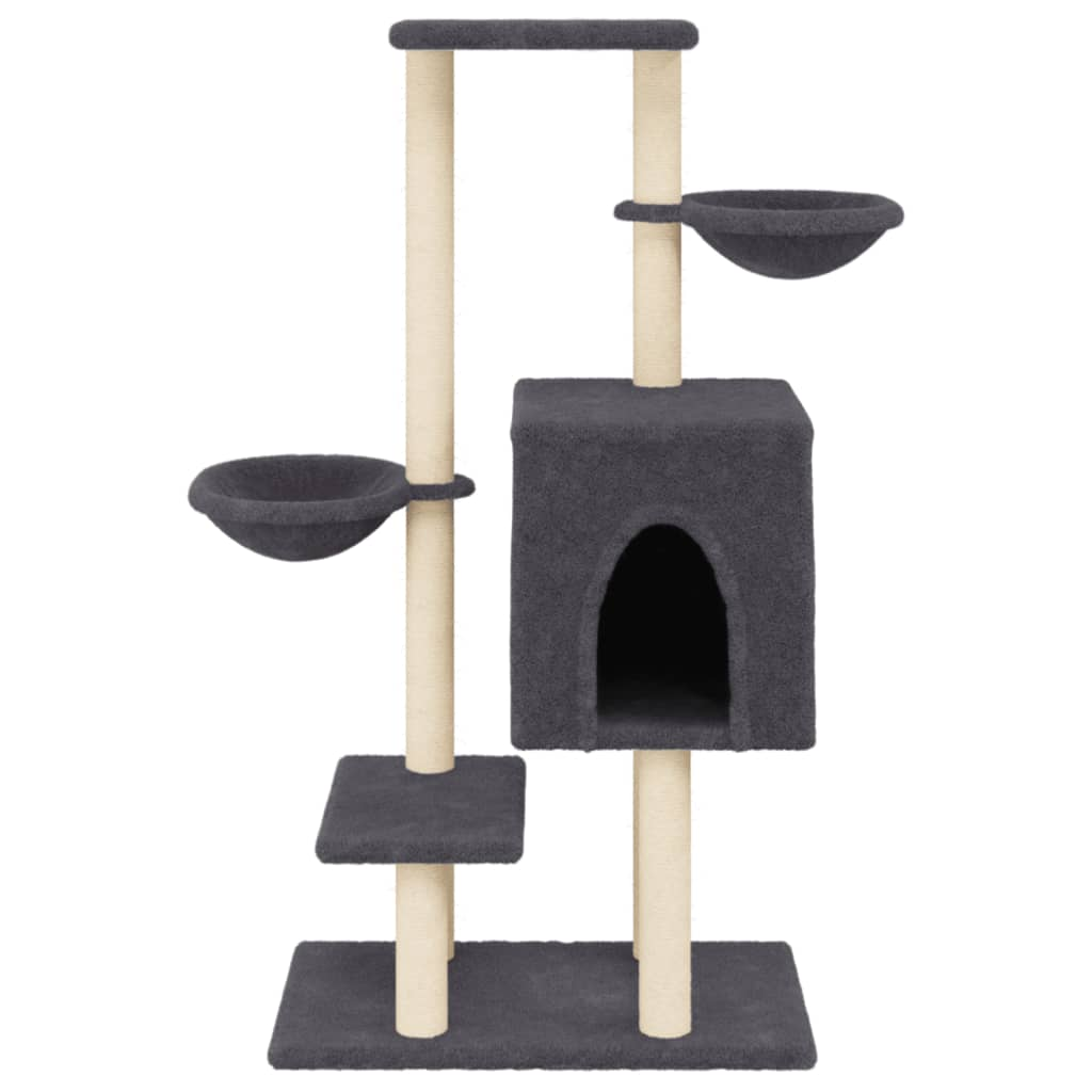 Glamorous Pups : vidaXL Cat Tree Dark grey Engineered wood, plush, sisal Medium Durable
