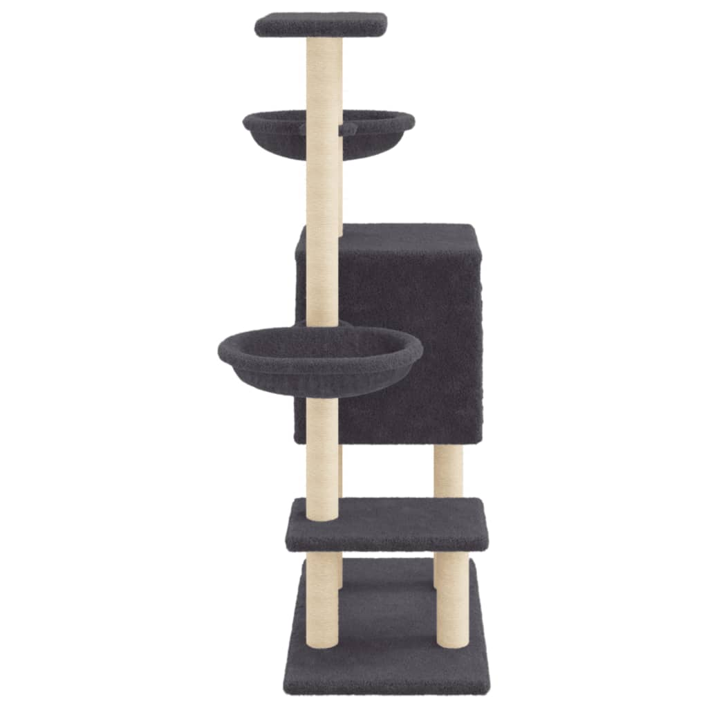 Glamorous Pups : vidaXL Cat Tree Dark grey Engineered wood, plush, sisal Medium Durable