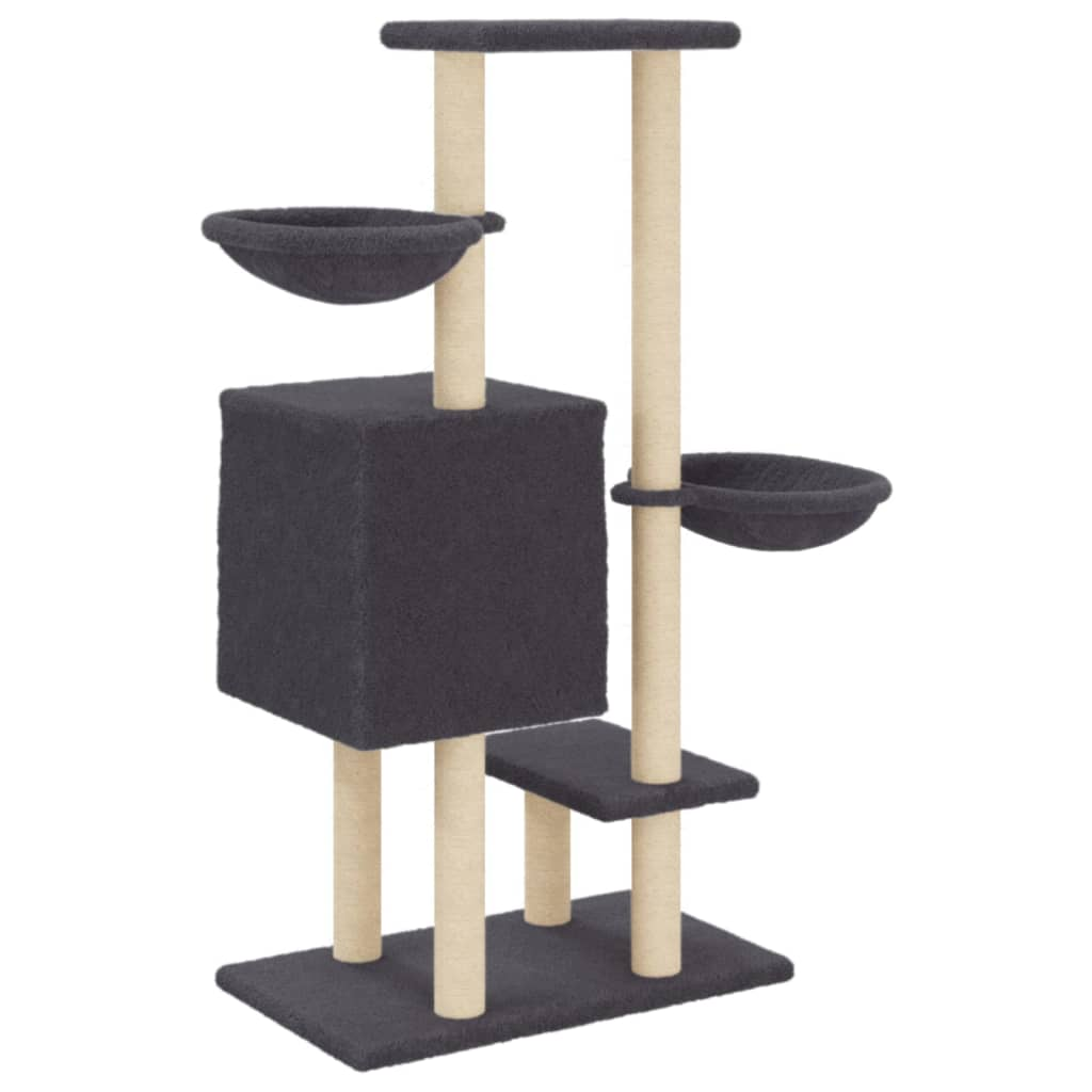 Glamorous Pups : vidaXL Cat Tree Dark grey Engineered wood, plush, sisal Medium Durable