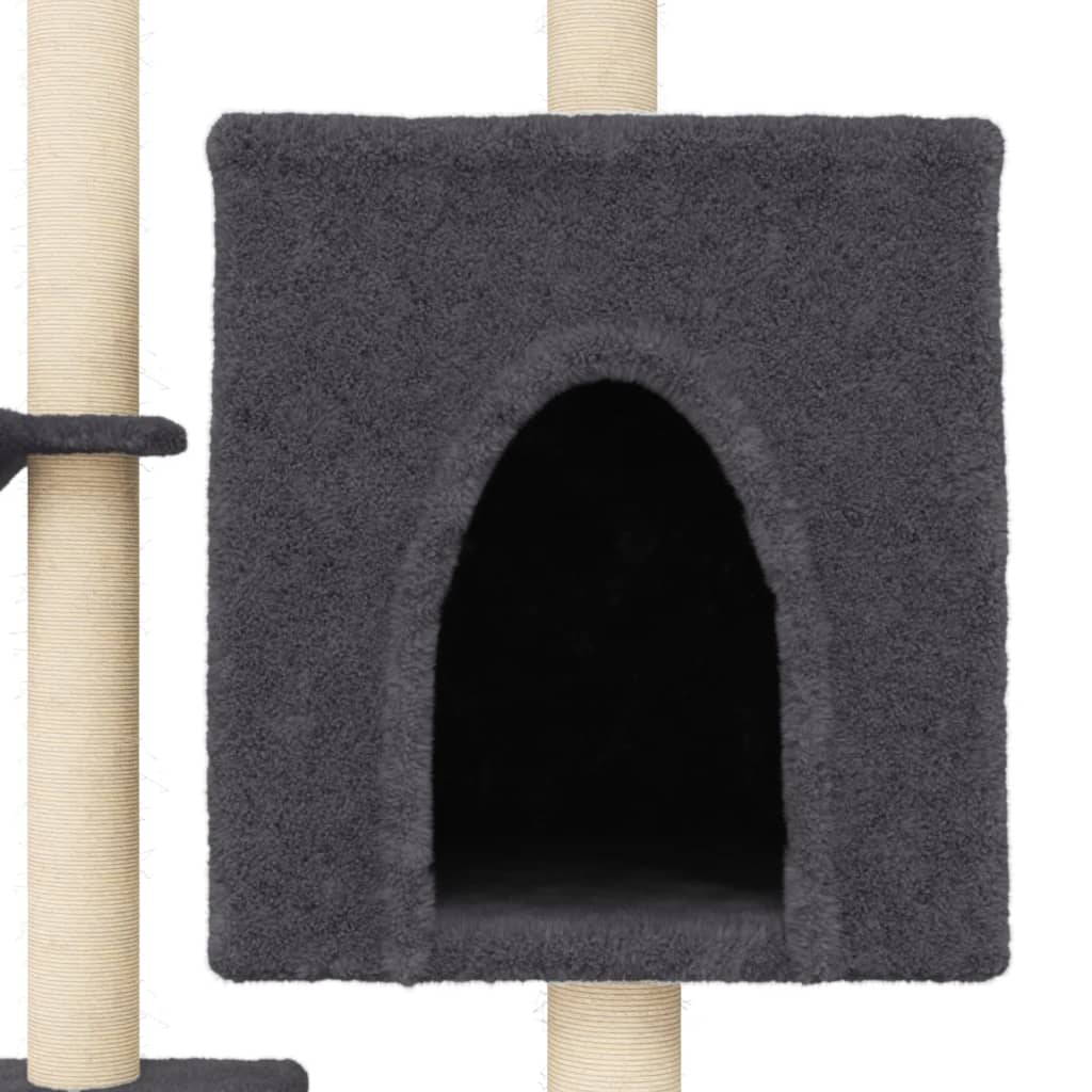 Glamorous Pups : vidaXL Cat Tree Dark grey Engineered wood, plush, sisal Medium Durable
