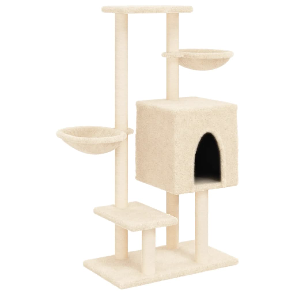 Glamorous Pups : vidaXL Cat Tree Cream Engineered wood, plush, sisal 46.1 in tall