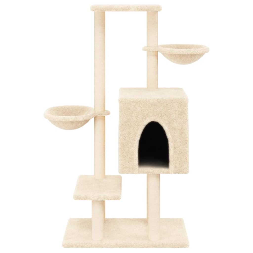 Glamorous Pups : vidaXL Cat Tree Cream Engineered wood, plush, sisal 46.1 in tall