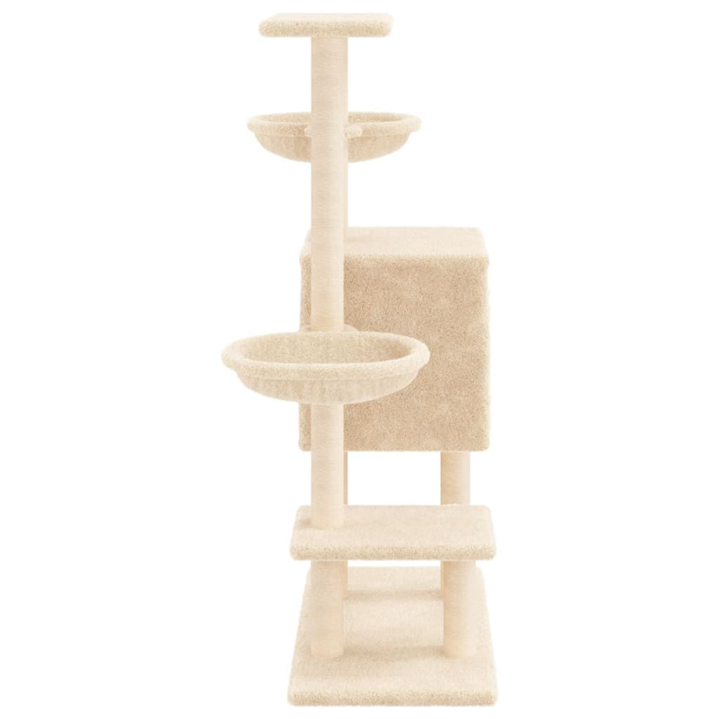 Glamorous Pups : vidaXL Cat Tree Cream Engineered wood, plush, sisal 46.1 in tall