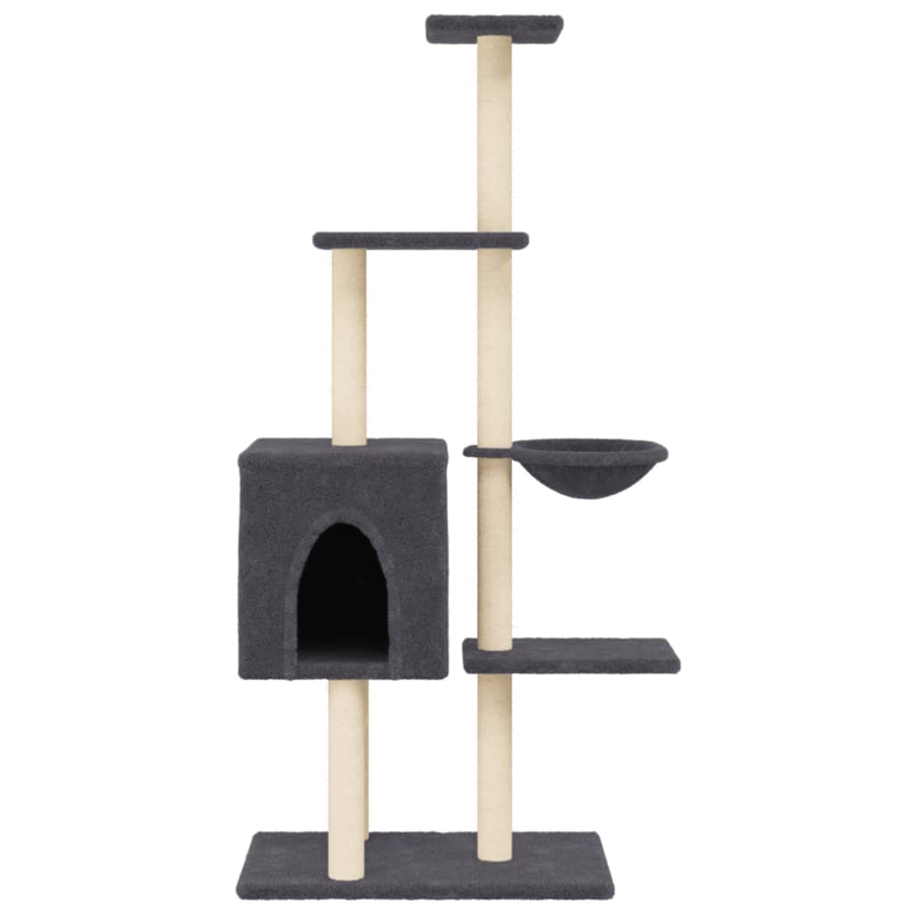 Glamorous Pups : vidaXL Cat Tree Dark Grey Engineered wood, plush, sisal Medium Cat Tree