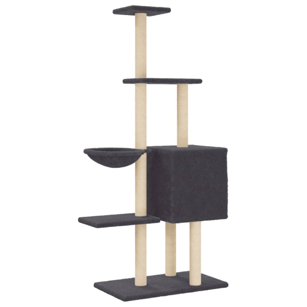 Glamorous Pups : vidaXL Cat Tree Dark Grey Engineered wood, plush, sisal Medium Cat Tree
