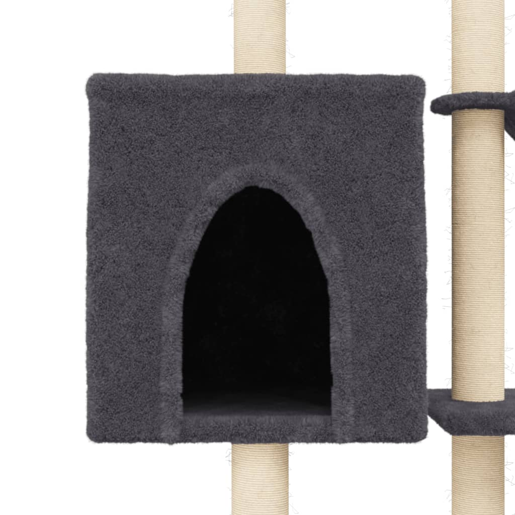 Glamorous Pups : vidaXL Cat Tree Dark Grey Engineered wood, plush, sisal Medium Cat Tree