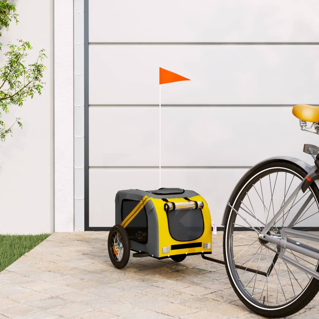 Glamorous Pups : vidaXL Pet Bike Trailer Yellow Oxford fabric Medium Pet Bike Trailer