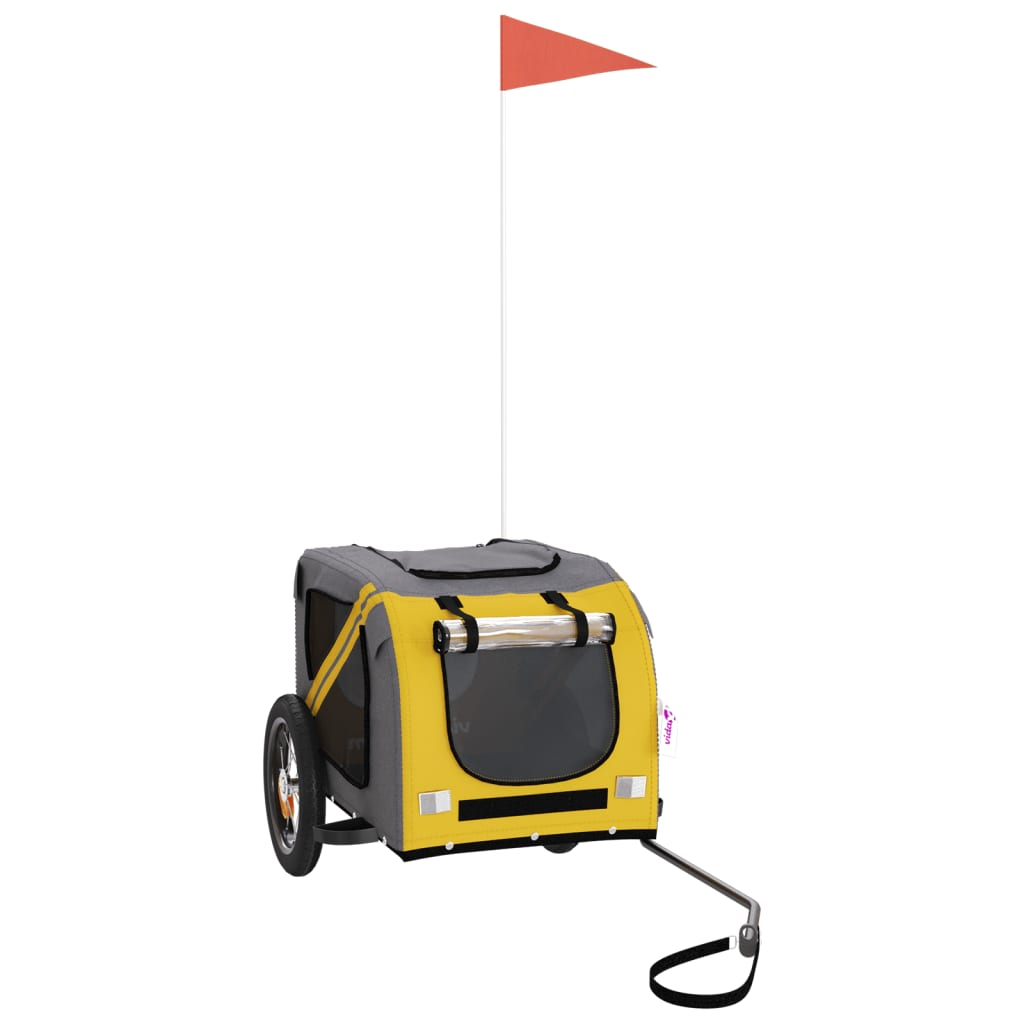 Glamorous Pups : vidaXL Pet Bike Trailer Yellow Oxford fabric Medium Pet Bike Trailer