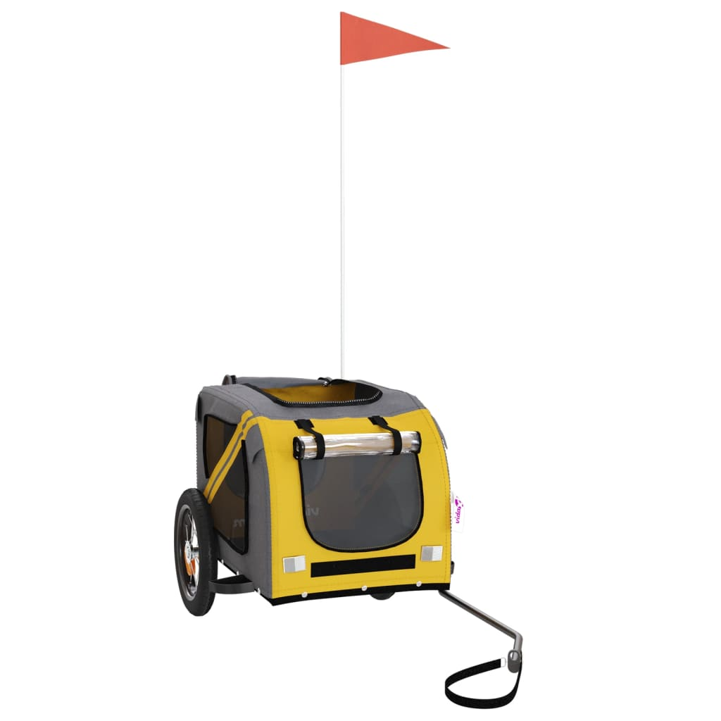 Glamorous Pups : vidaXL Pet Bike Trailer Yellow Oxford fabric Medium Pet Bike Trailer