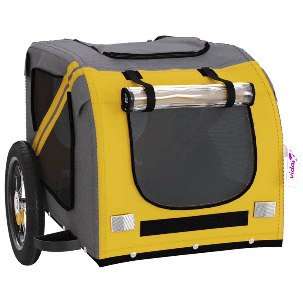 Glamorous Pups : vidaXL Pet Bike Trailer Yellow Oxford fabric Medium Pet Bike Trailer