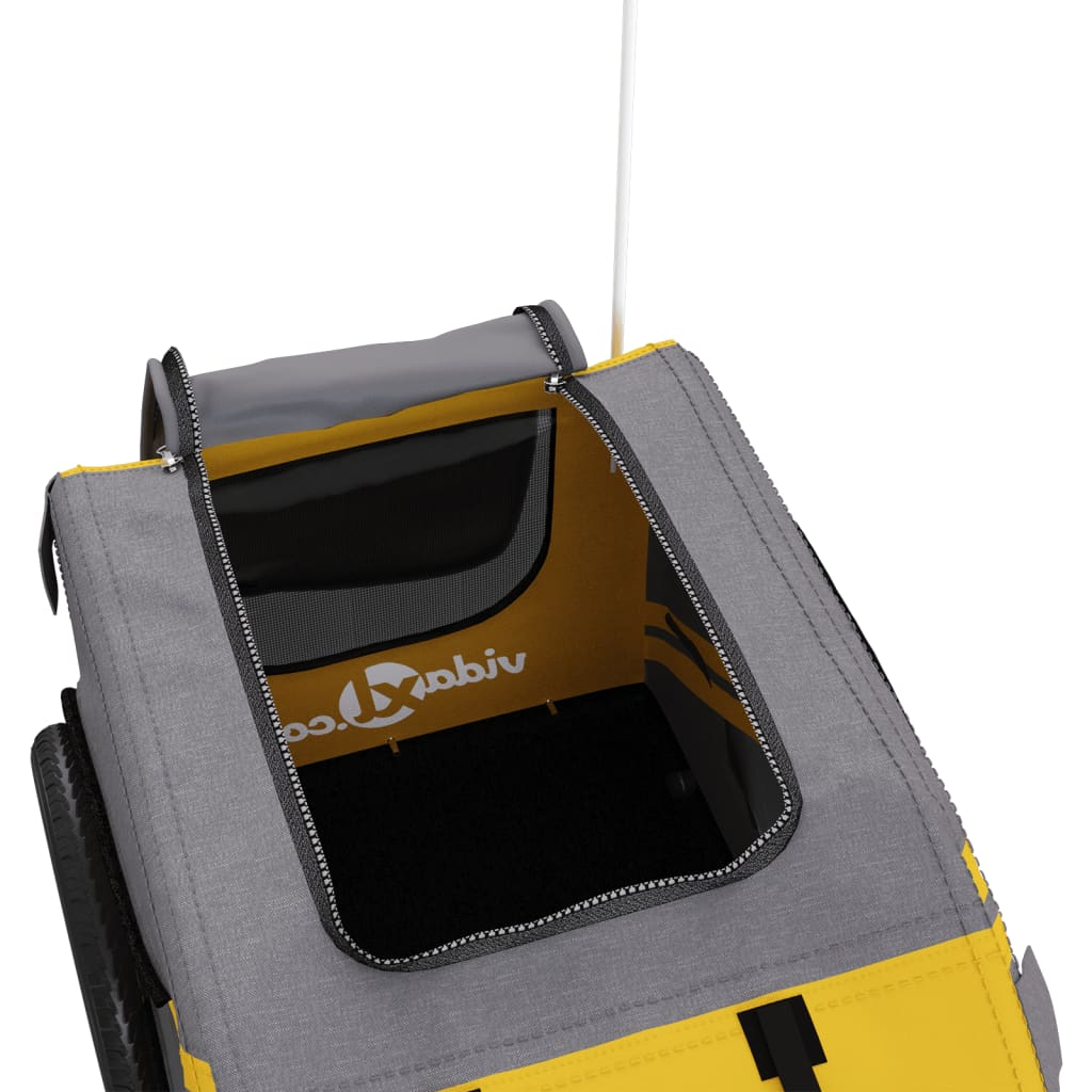 Glamorous Pups : vidaXL Pet Bike Trailer Yellow Oxford fabric Medium Pet Bike Trailer