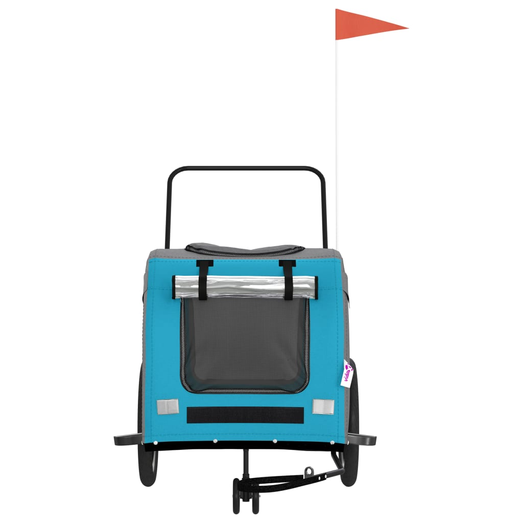 Glamorous Pups : vidaXL Pet Bike Trailer Blue and Grey Oxford fabric, Iron, PVC Foldable
