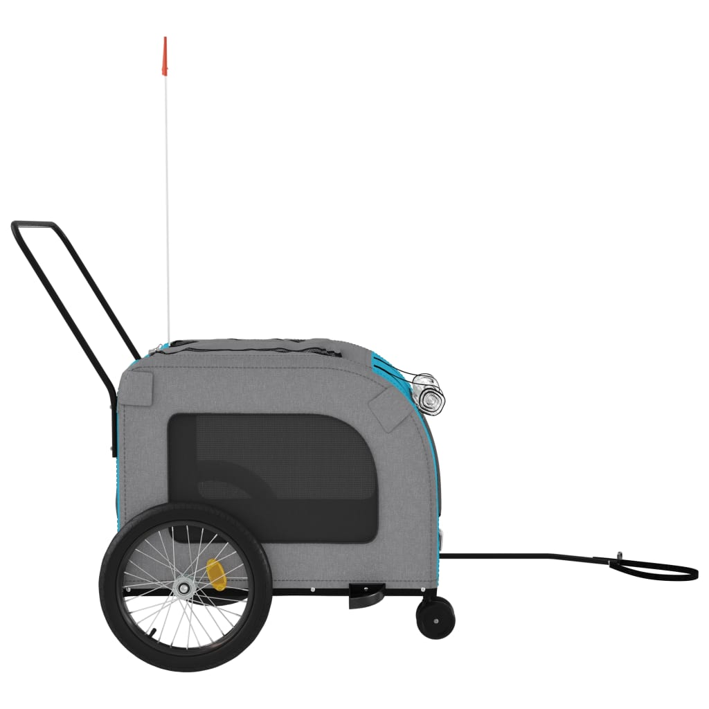 Glamorous Pups : vidaXL Pet Bike Trailer Blue and Grey Oxford fabric, Iron, PVC Foldable