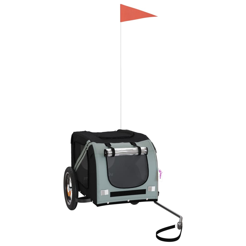 Glamorous Pups : vidaXL Pet Bike Trailer Grey and Black Oxford fabric, iron, PVC Small