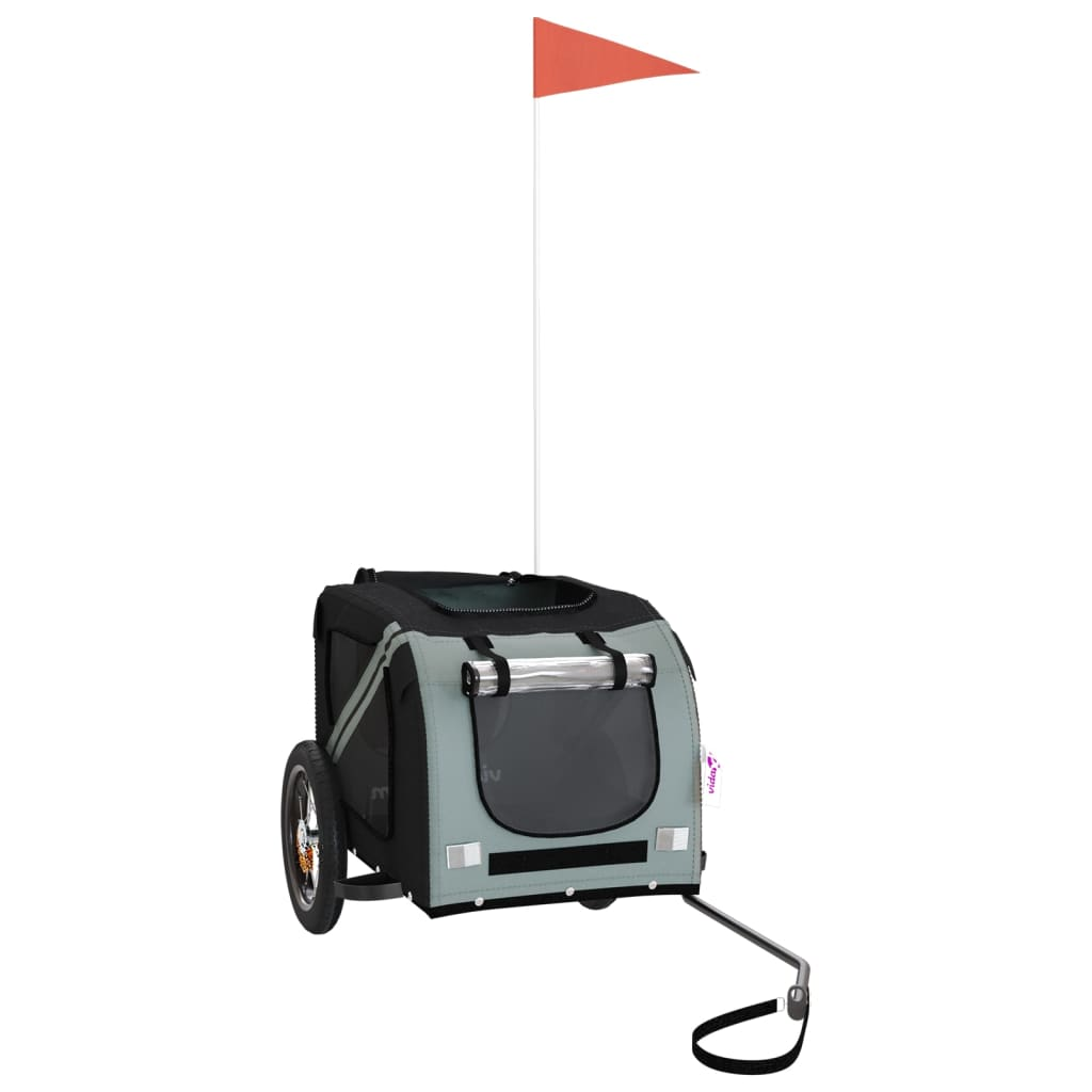 Glamorous Pups : vidaXL Pet Bike Trailer Grey and Black Oxford fabric, iron, PVC Small