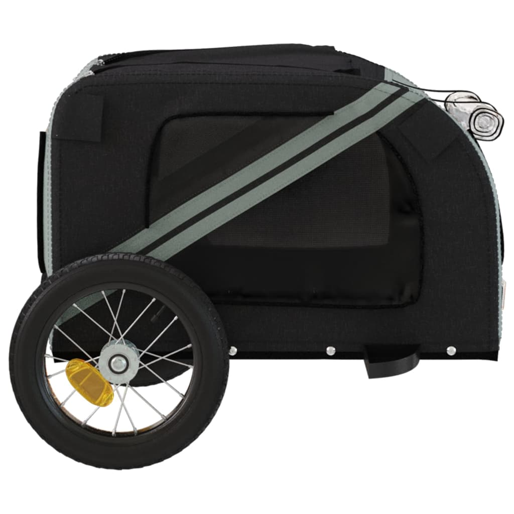 Glamorous Pups : vidaXL Pet Bike Trailer Grey and Black Oxford fabric, iron, PVC Small