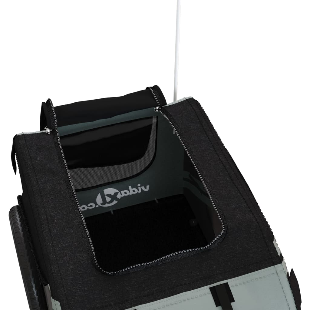 Glamorous Pups : vidaXL Pet Bike Trailer Grey and Black Oxford fabric, iron, PVC Small