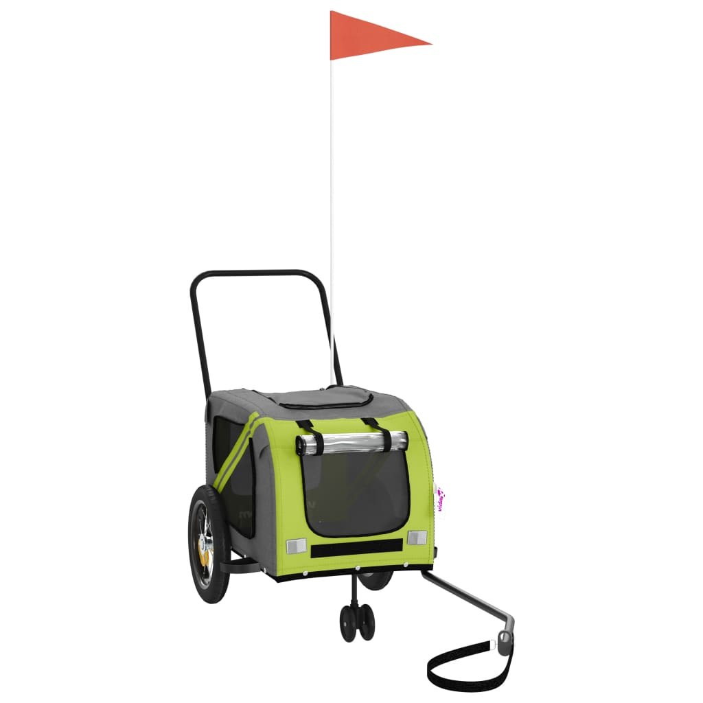 Glamorous Pups : vidaXL Pet Bike Trailer Green and Black Oxford fabric, Iron, PVC