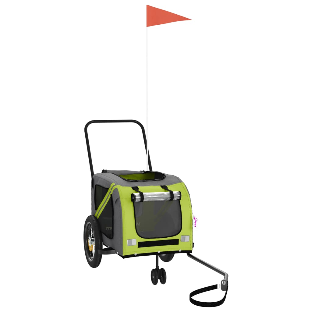 Glamorous Pups : vidaXL Pet Bike Trailer Green and Black Oxford fabric, Iron, PVC