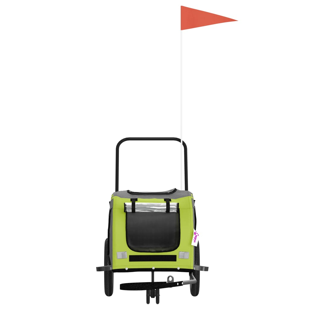 Glamorous Pups : vidaXL Pet Bike Trailer Green and Black Oxford fabric, Iron, PVC