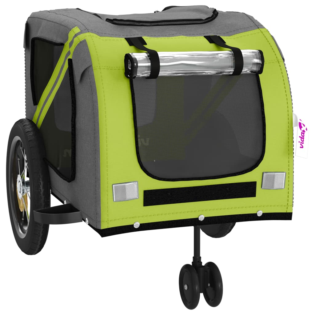 Glamorous Pups : vidaXL Pet Bike Trailer Green and Black Oxford fabric, Iron, PVC