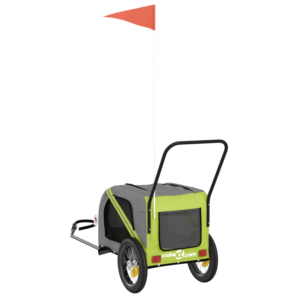 Glamorous Pups : vidaXL Pet Bike Trailer Green and Black Oxford fabric, Iron, PVC
