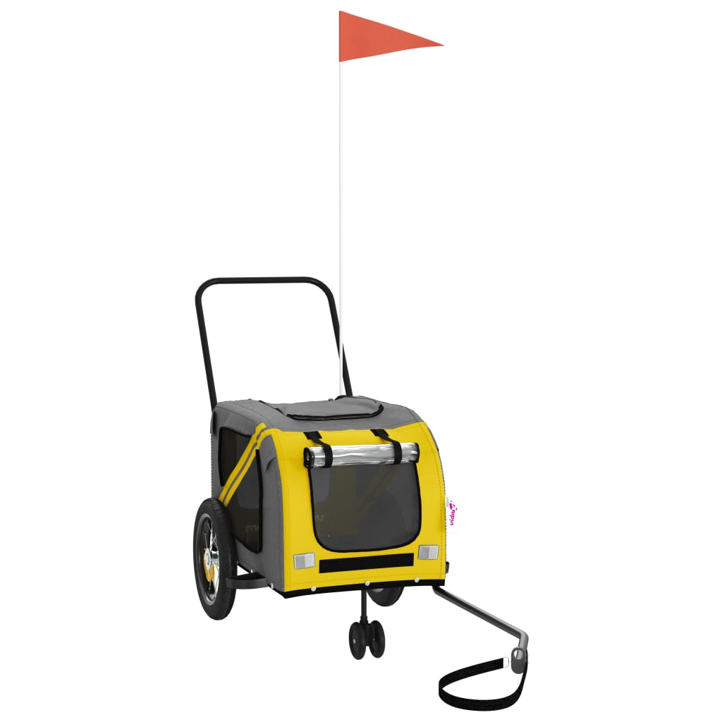 Glamorous Pups : vidaXL Pet Bike Trailer Yellow and Black Oxford fabric, Iron, PVC Small