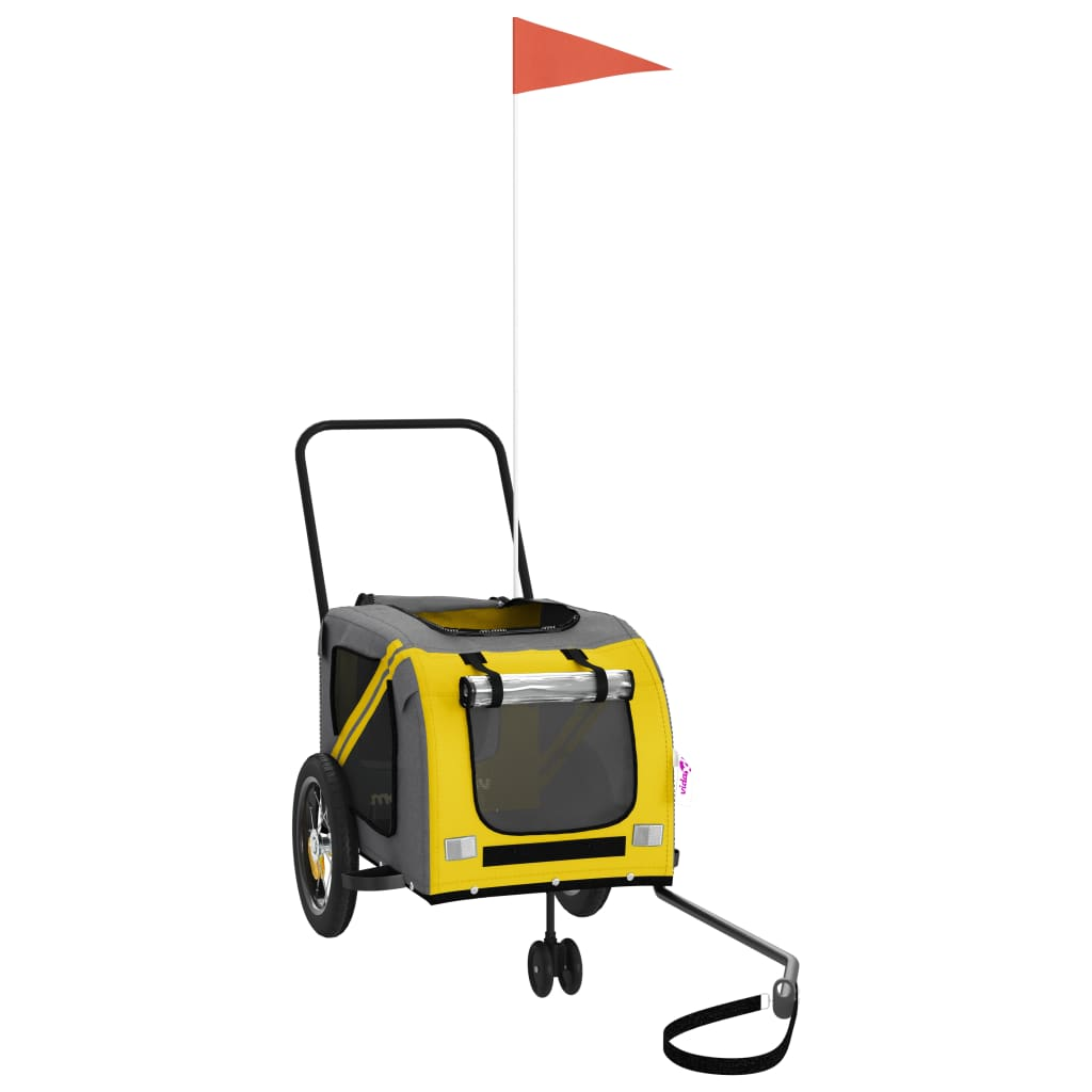 Glamorous Pups : vidaXL Pet Bike Trailer Yellow and Black Oxford fabric, Iron, PVC Small