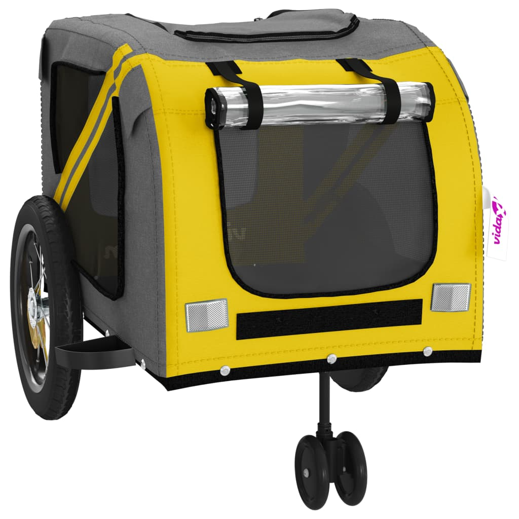 Glamorous Pups : vidaXL Pet Bike Trailer Yellow and Black Oxford fabric, Iron, PVC Small