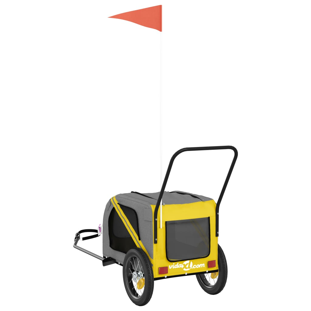 Glamorous Pups : vidaXL Pet Bike Trailer Yellow and Black Oxford fabric, Iron, PVC Small