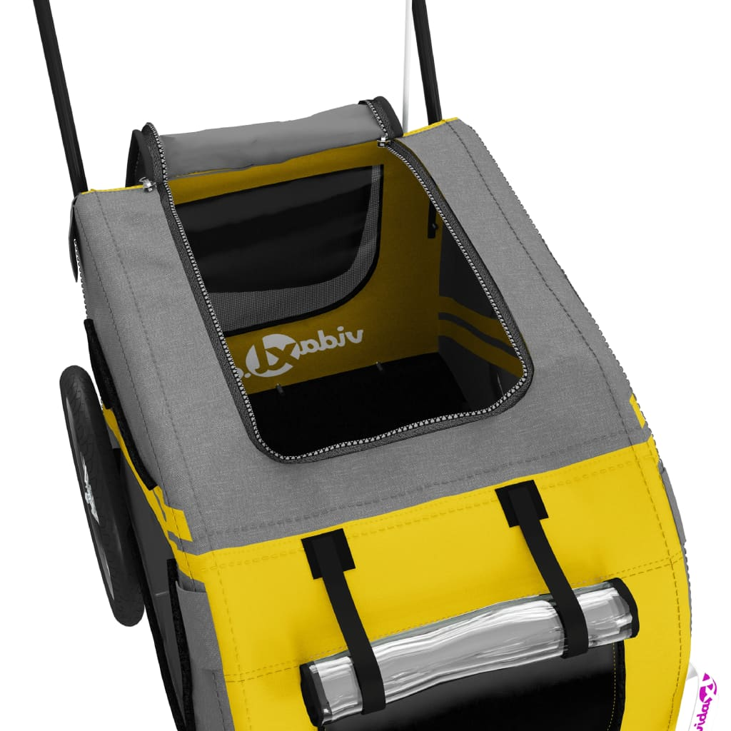 Glamorous Pups : vidaXL Pet Bike Trailer Yellow and Black Oxford fabric, Iron, PVC Small
