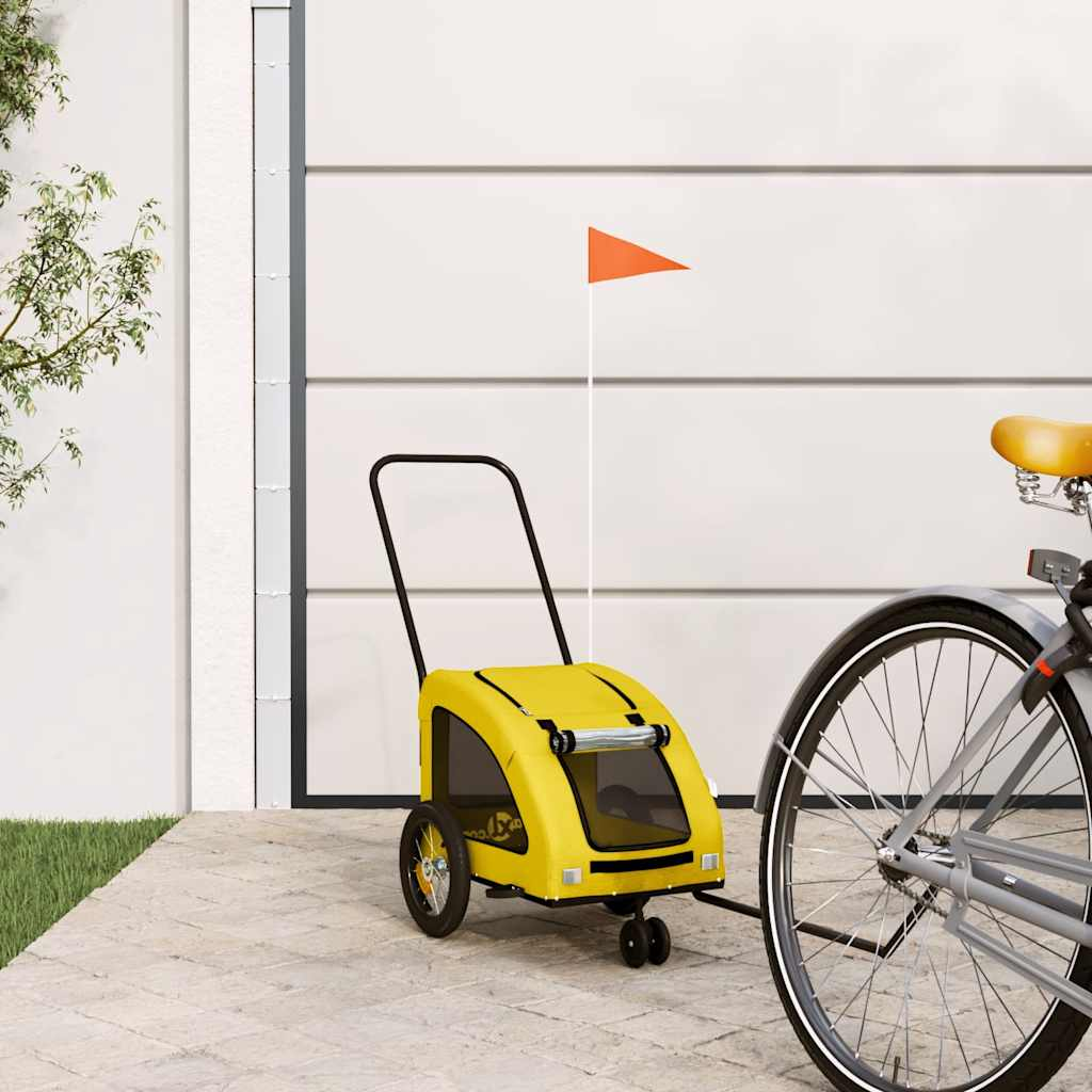 Glamorous Pups : vidaXL Pet Bike Trailer Yellow Oxford Fabric, Iron, PVC Medium Foldable