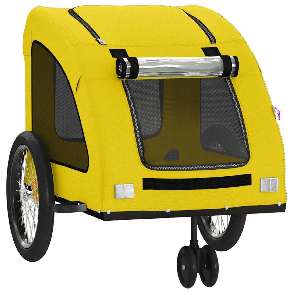 Glamorous Pups : vidaXL Pet Bike Trailer Yellow Oxford Fabric, Iron, PVC Medium Foldable